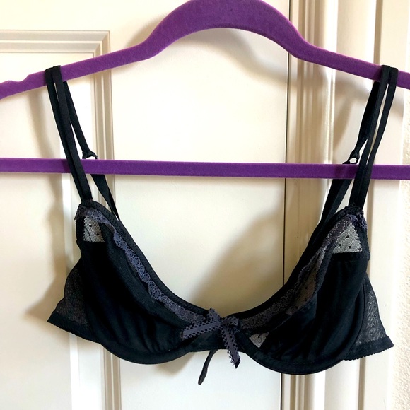 French Lacey bra with mauve fringe - Picture 3 of 10